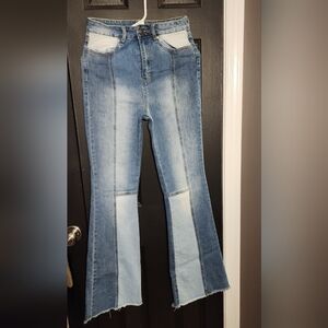 Stylish Two-Tone Flare Jeans